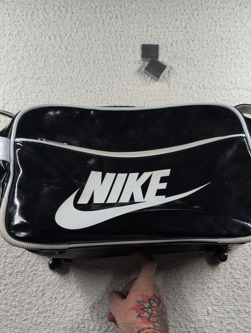 16x5 Nike Black and White Duffel  Gym Bag with Bold Swoosh